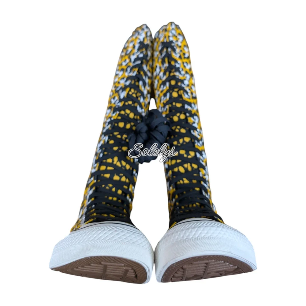 Converse 2013 XXHI Leopard Animal Print Knee High Elastic Laced Sneaker Boot 8